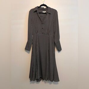 Equipment Black and White Long Sleeve Dress